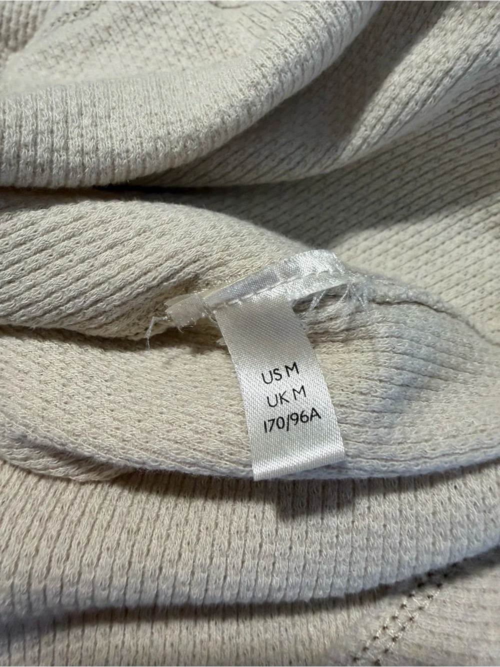 Free People In Cuff Thermal Top Cream Boho Waffle Knit M